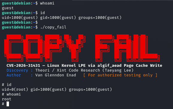 CVE-2026-31431 Copy Fail