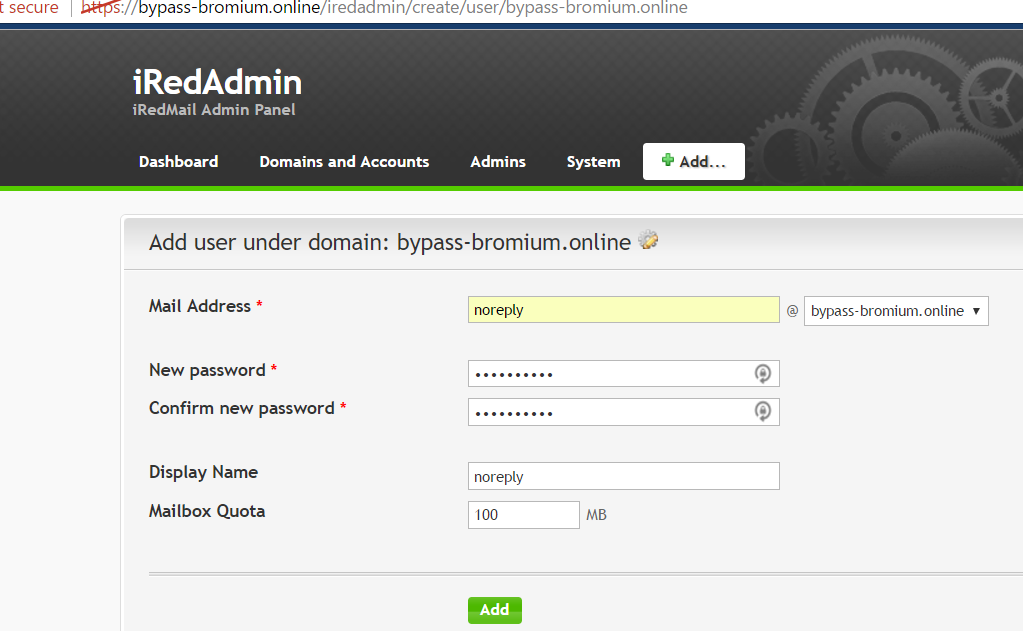 iRedMail उपयोगकर्ता बनाएं