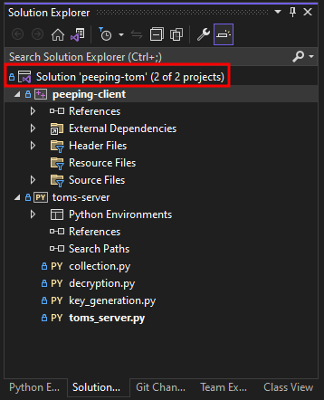 Explorador de soluciones de Visual Studio