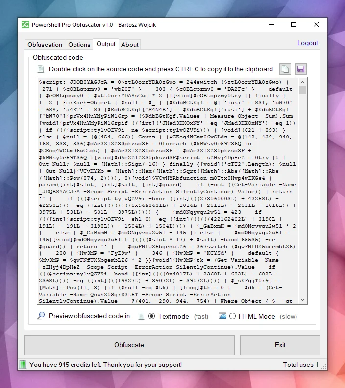 Obfuscated PowerShell script