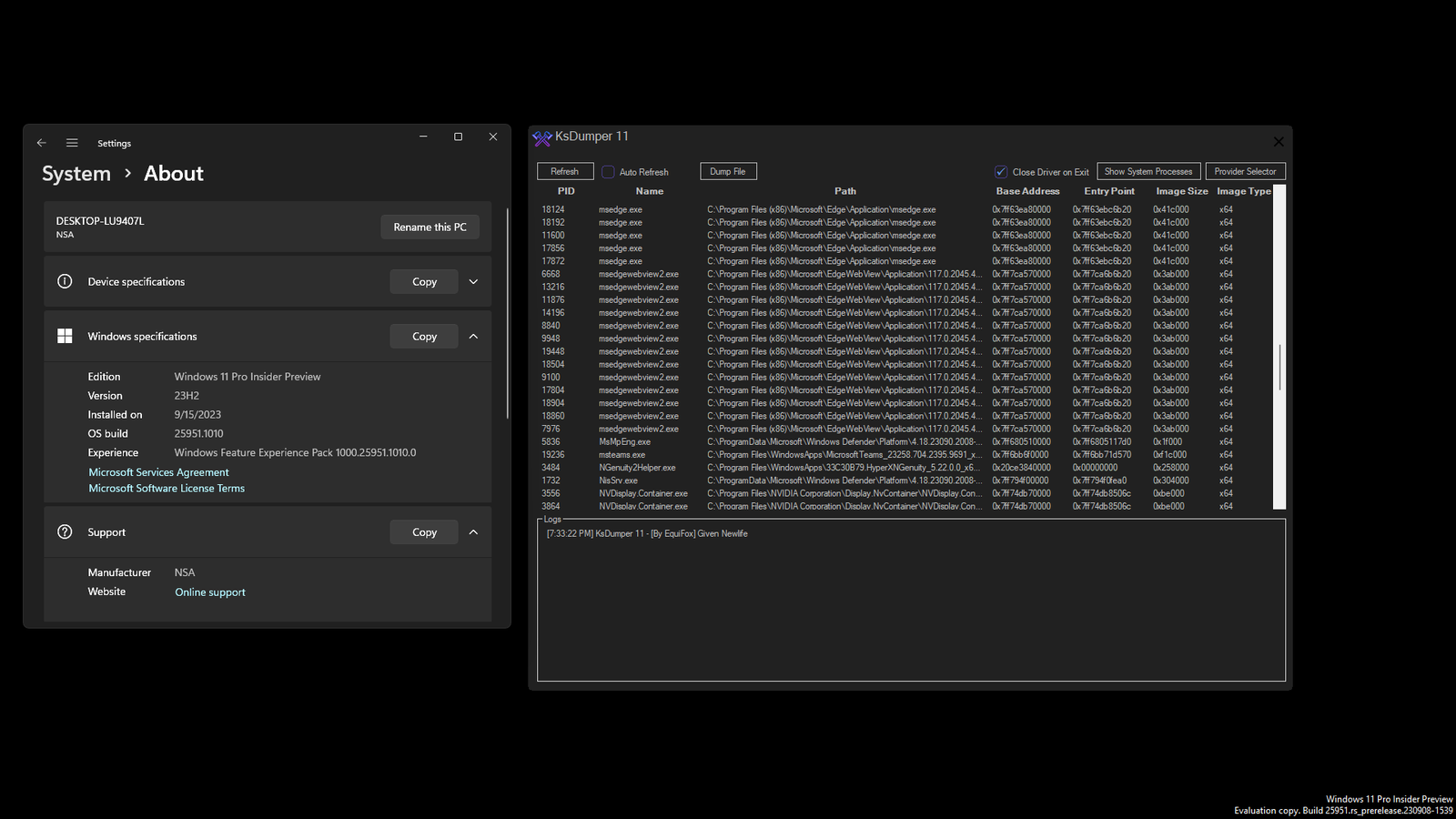 Canary Channel Insider Build Win 11 Ksdumper