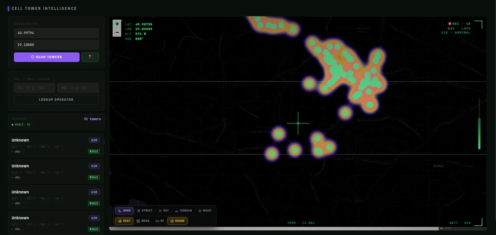 SIGINT Map — satellite view