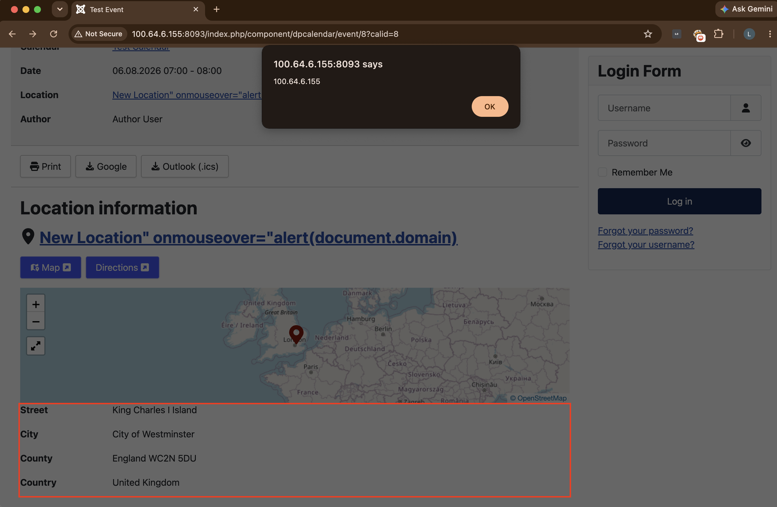 Schritt 7 — XSS wird beim Hover ausgelöst