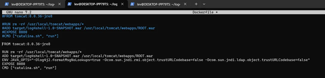 Dockerfile de mitigación