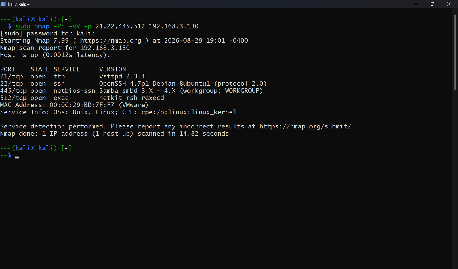 Nmap targeted scan