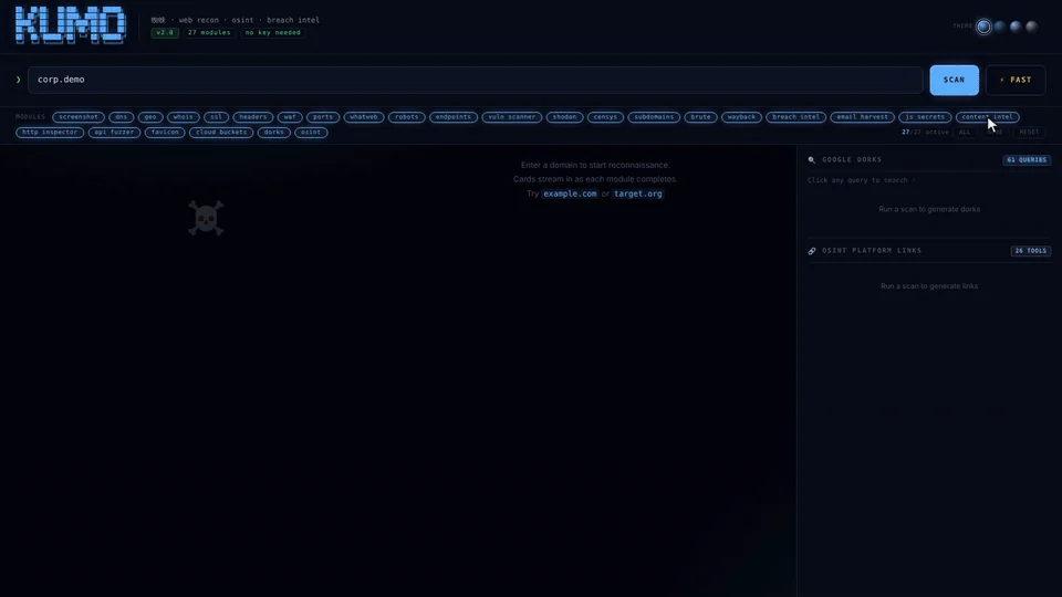 Kumo web dashboard