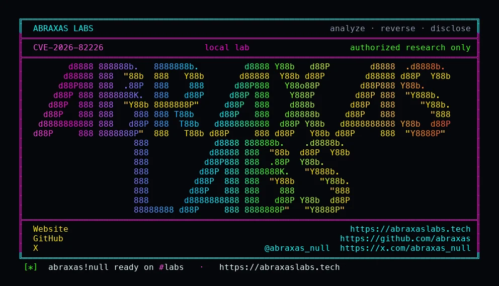 Abraxas Labs — CVE-2026-82226