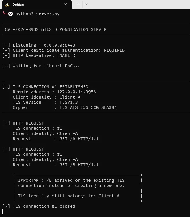 Server output