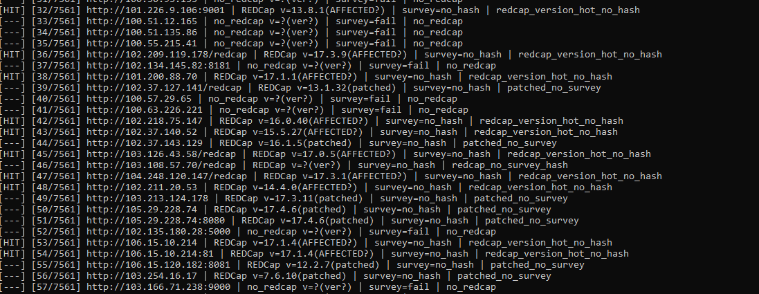 Mass check live output