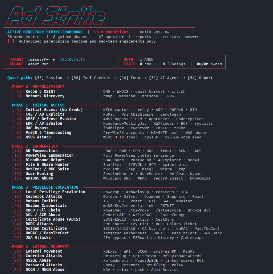 AdStrike main menu