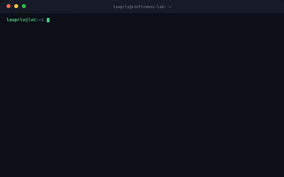 confirmesc demo: unprivileged user to root in the testlab sandbox