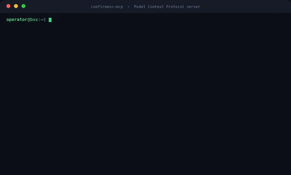 confirmesc MCP server: an agent calls the scan tool and gets confirmed vectors with ready root commands