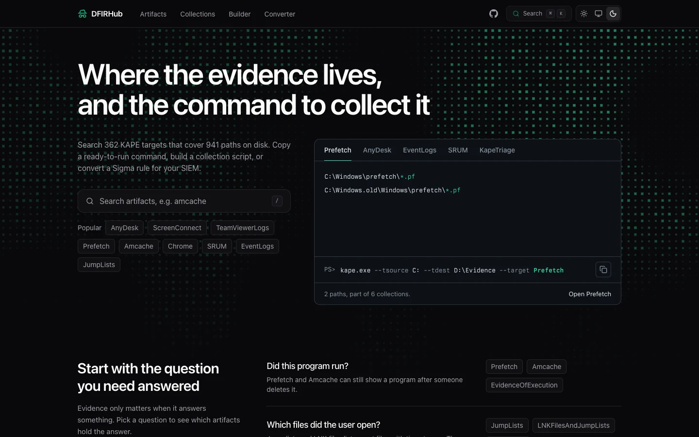 DFIRHub landing page