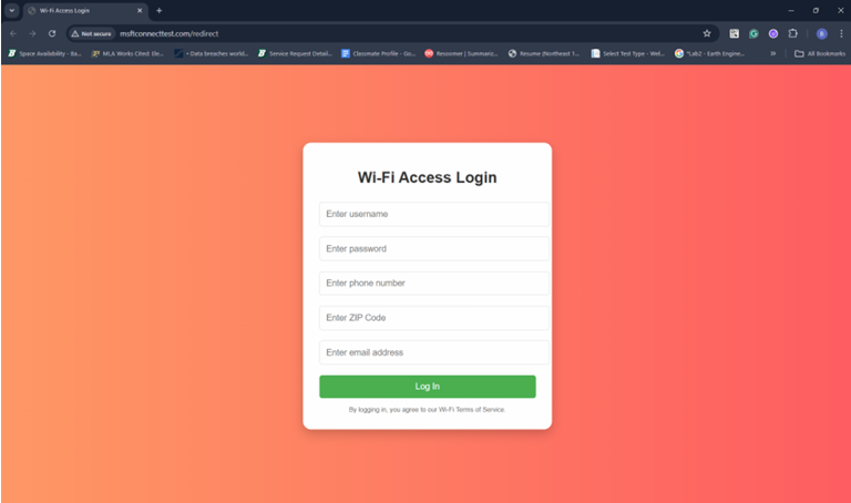 Captive Portal Login Page