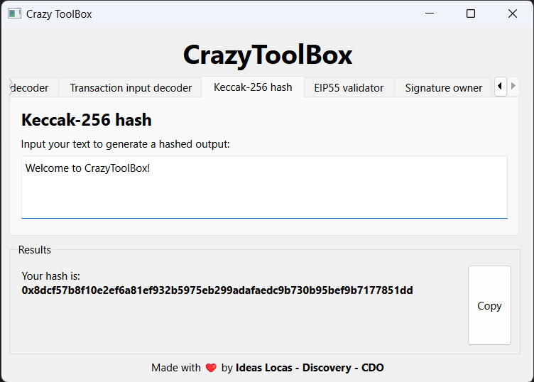 Keccak256 hash calculator GUI