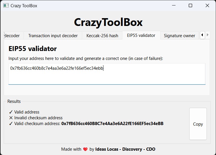 EIP55 validator GUI
