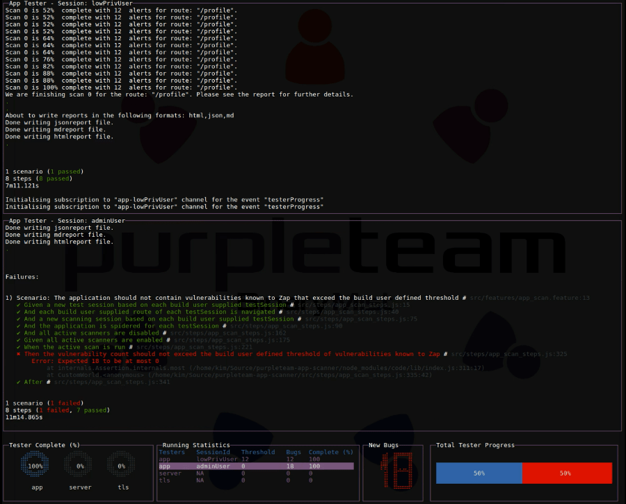 purpleteam test run