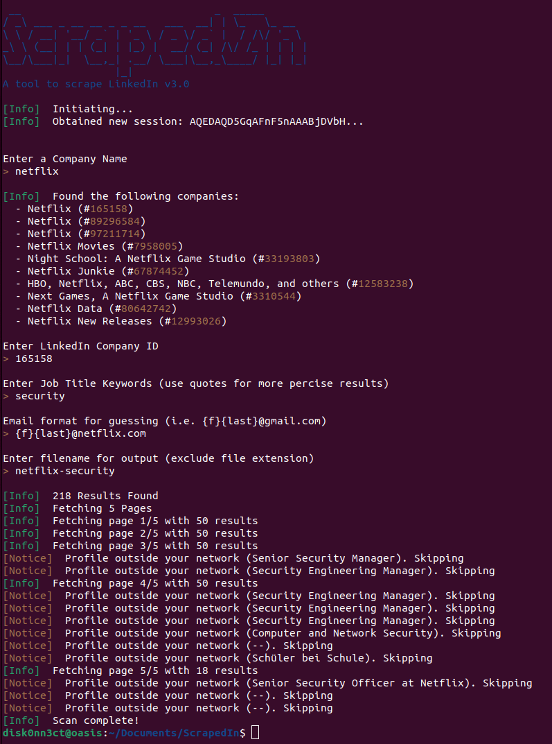 ScrapedIn_running