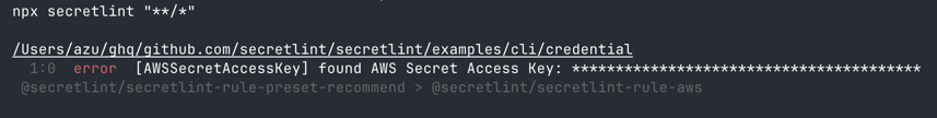 An example of secretlint results