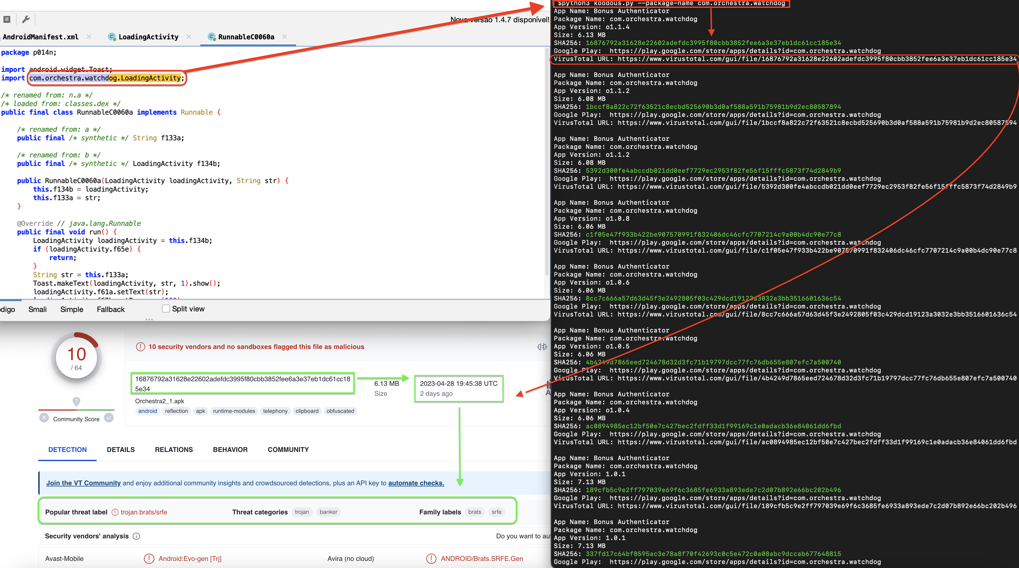 búsqueda de ejemplo para el malware Brata texto alternativo para lectores de pantalla
