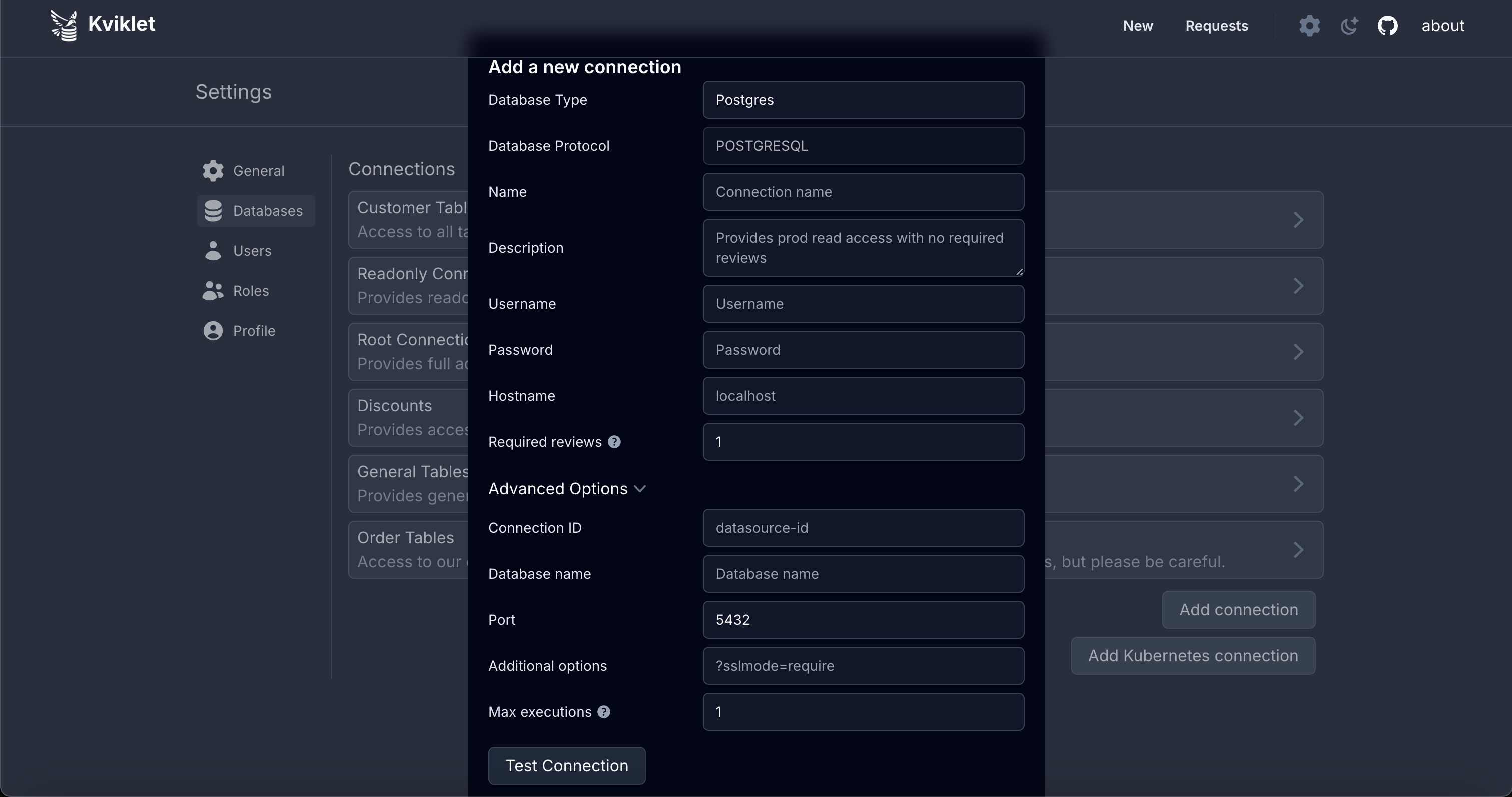 Ajouter une connexion