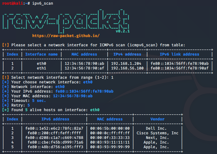 Salida de ipv6_scan