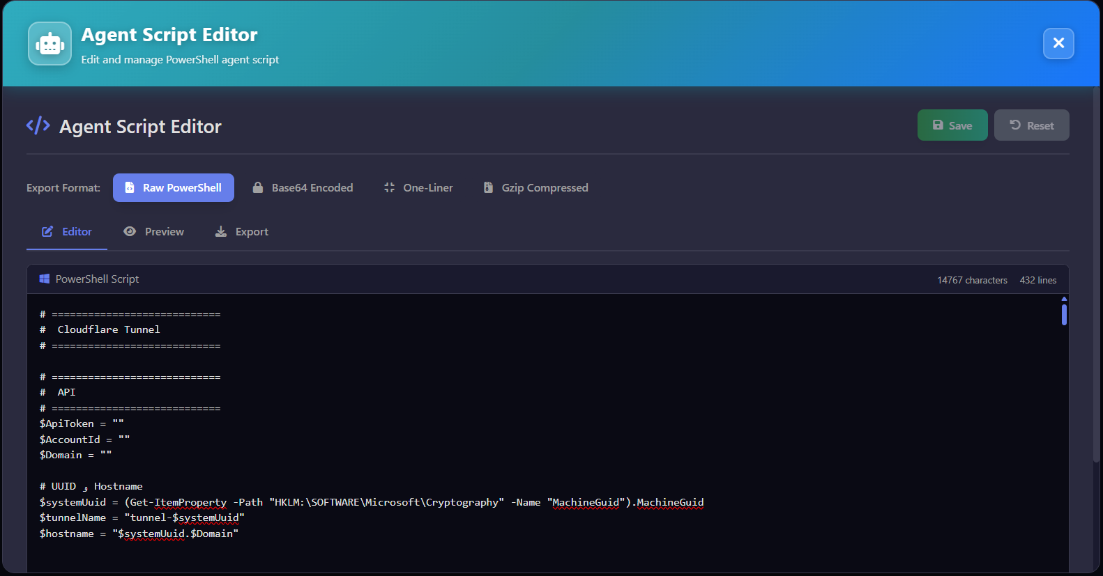 Editor de Script de Agente