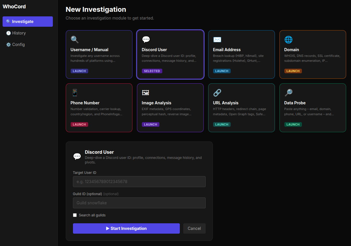 WhoCord Dashboard