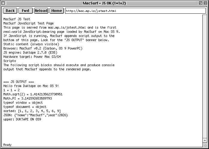 在 Mac OS 9 上运行 JavaScript Hello World