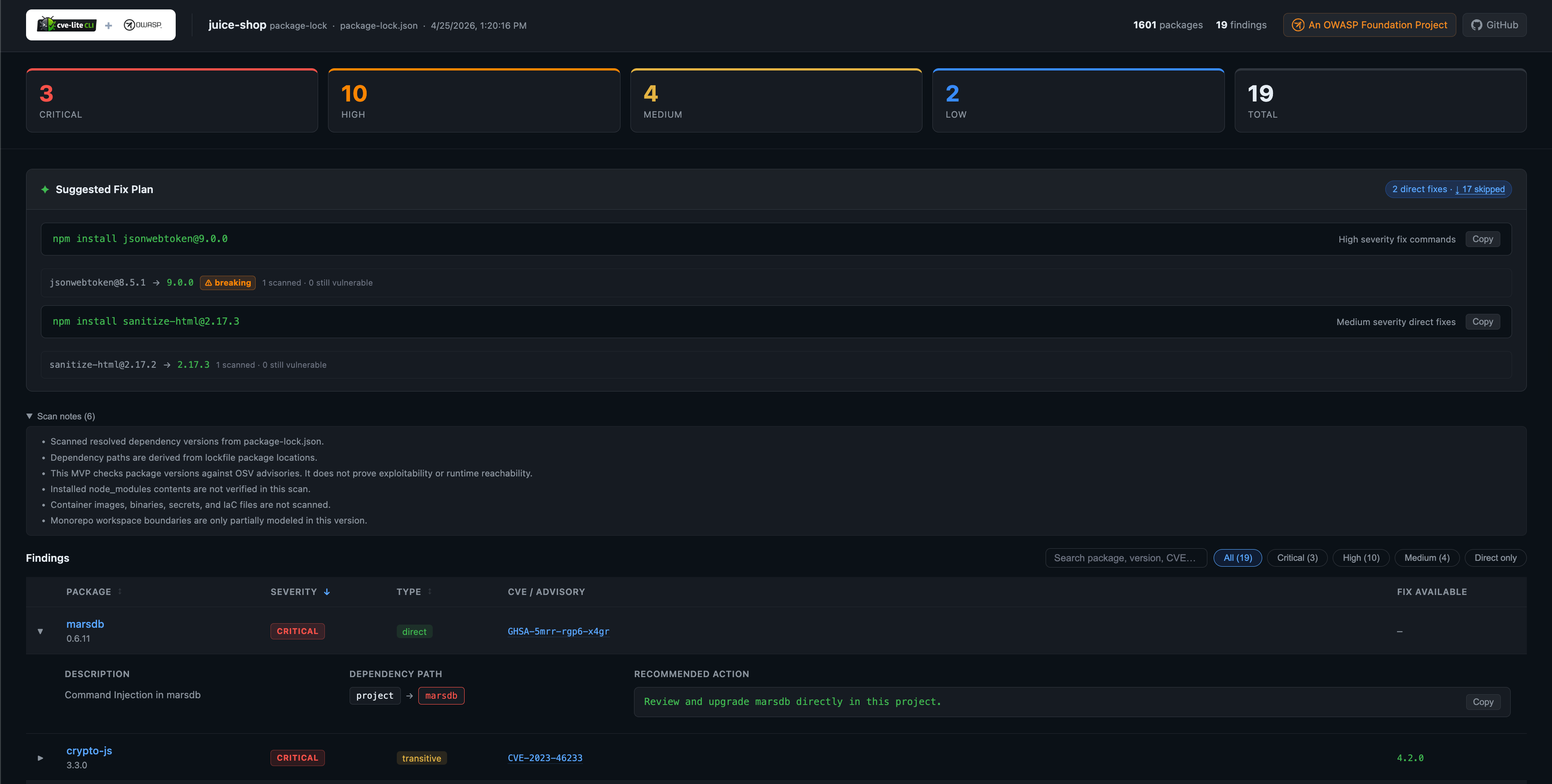 CVE Lite CLI HTML 仪表板