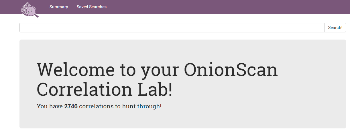 laboratório de correlação onionscan!