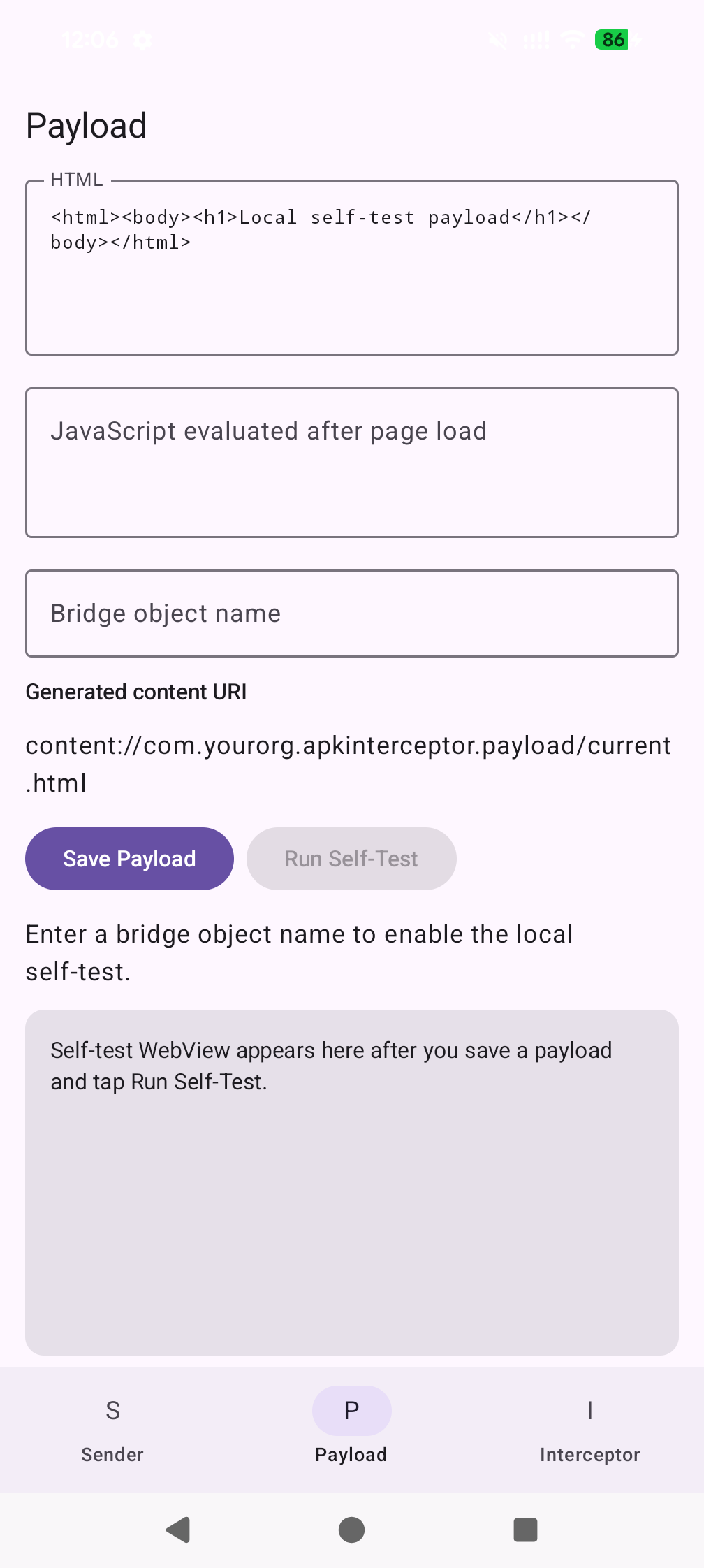 Payloadタブ