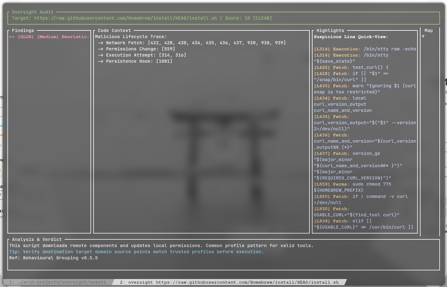 Oversight TUI Interface in Action