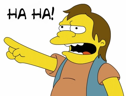 Nelson Muntz pointant et disant "Ha Ha!"
