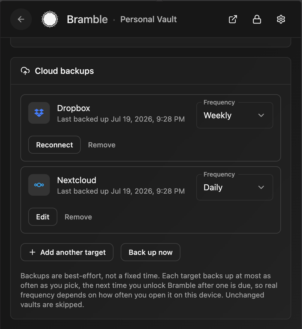 Scheduled cloud backups