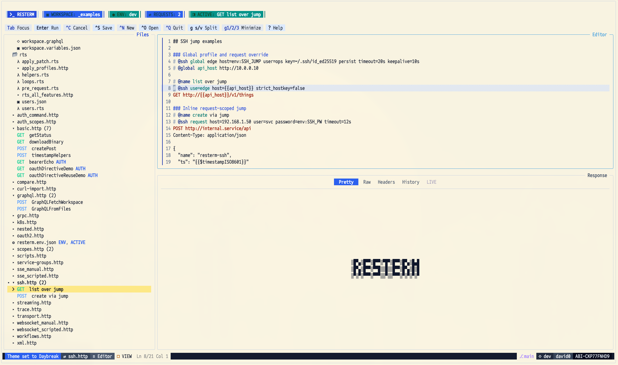 Screenshot of Resterm in Lighttheme