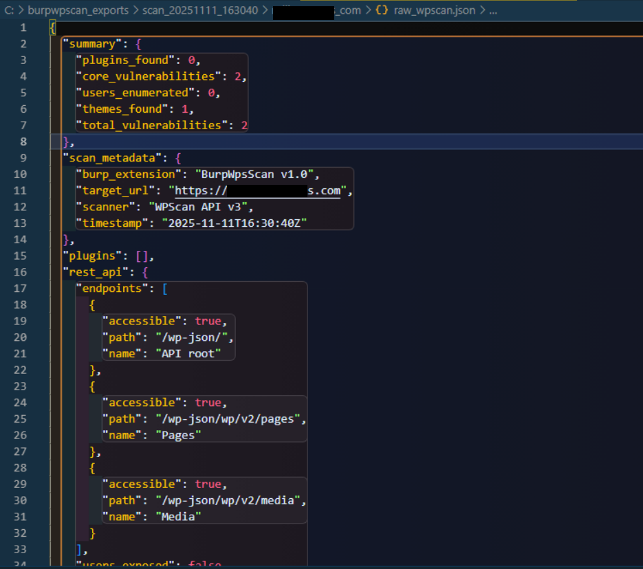 Rohes WPScan-JSON