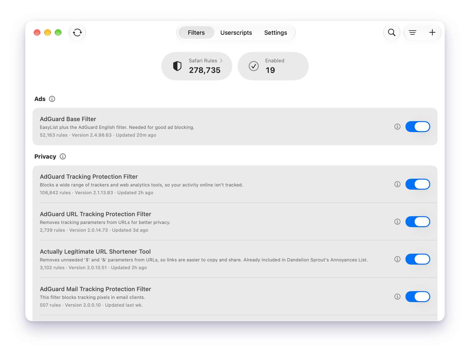 Filters on macOS