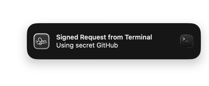 Captura de tela do Secretive notificando o usuário
