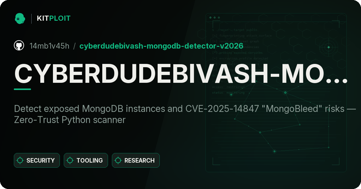 CYBERDUDEBIVASH-MONGODB-DETECTOR-v2026 preview
