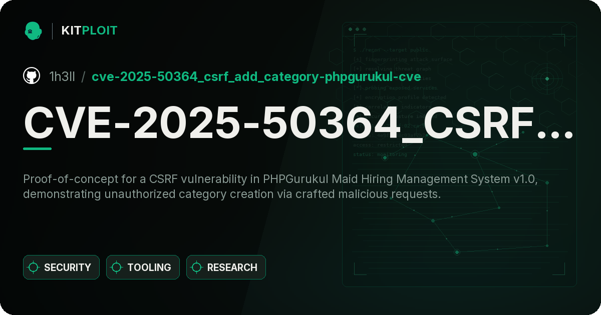 CVE-2025-50364_CSRF_ADD_CATEGORY-phpgurukul-CVE preview