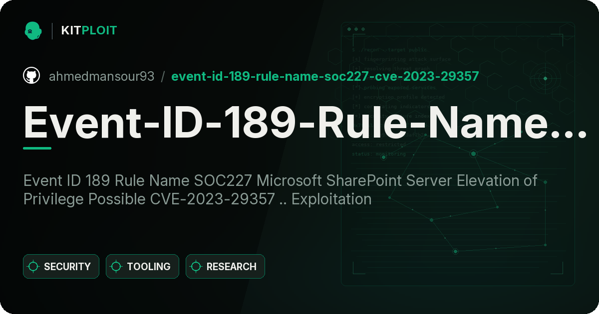 Event-ID-189-Rule-Name-SOC227-CVE-2023-29357 preview