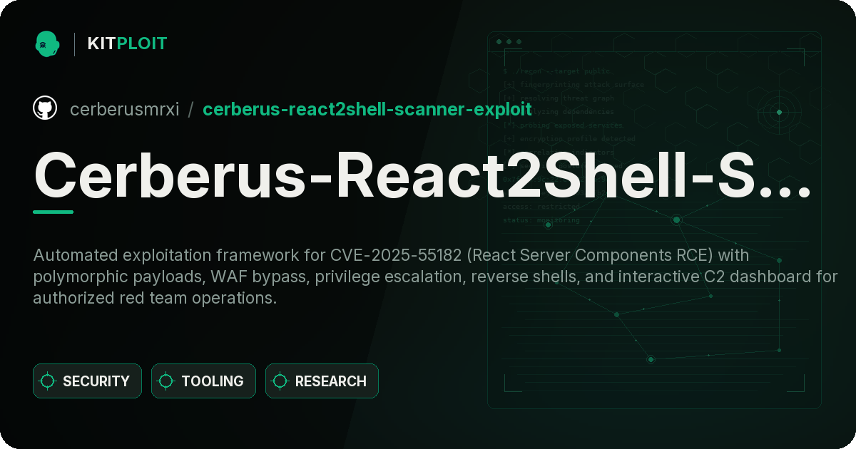 Cerberus-React2Shell-Scanner-Exploit preview