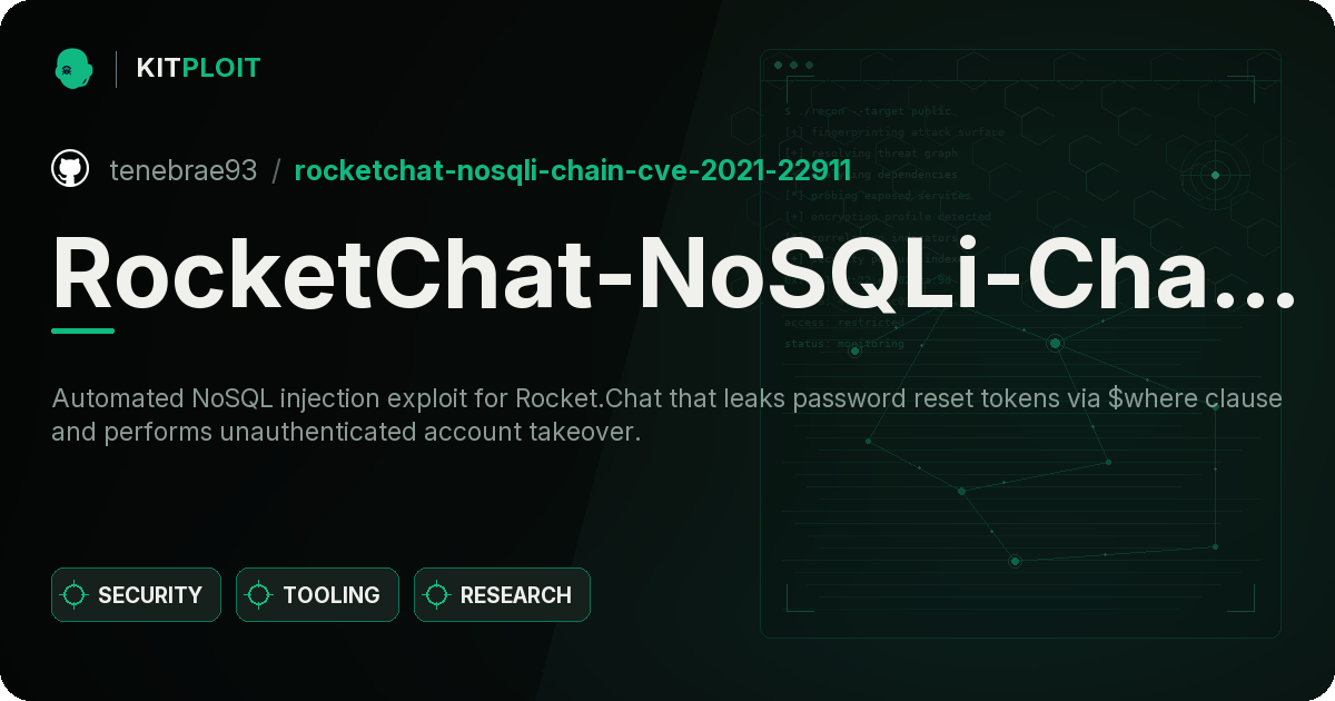 RocketChat-NoSQLi-Chain-CVE-2021-22911 preview